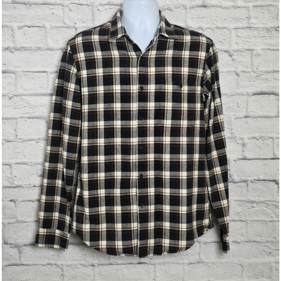 J. Crew Mercantile Shirt Mens Size Medium Brown Flannel Elbow Patches - Picture 1 of 16